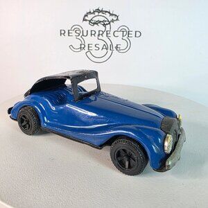 RARE VINTAGE Blue MG TF Tin Litho Friction Toy Car Roadster Japan 1950s Collecto